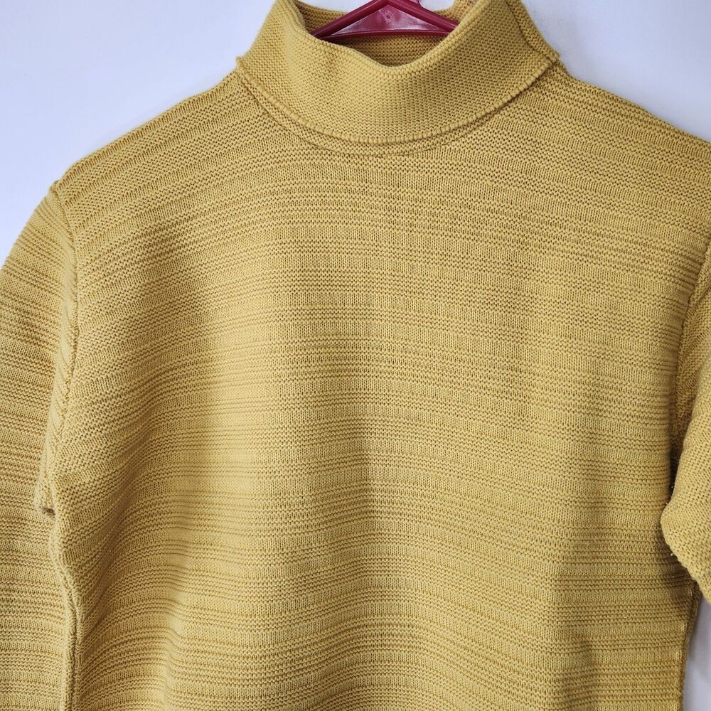 VTG White Stag Mustard Ribbed Turtleneck Sweater Union Made Side Neck Zip (S/M) - Picture 3 of 10